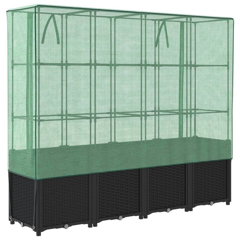 vidaXL Raised Bed Black, Green Polypropylene, Iron, Polyethylene Large - 15.7 x 63.0 x 60.2