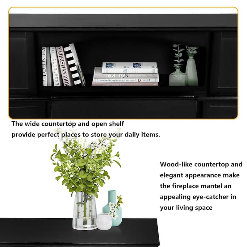 BOSSIN 43" Electric Fireplace with Mantel, 23 inch Electric Fireplace Insert,Freestanding TV Stand with Fireplace Wooden Firebox