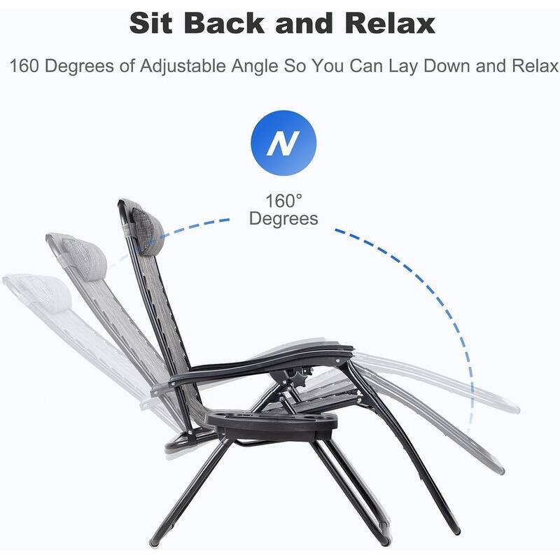 Set of 2 Relaxing Recliners Patio Chairs Adjustable Chair