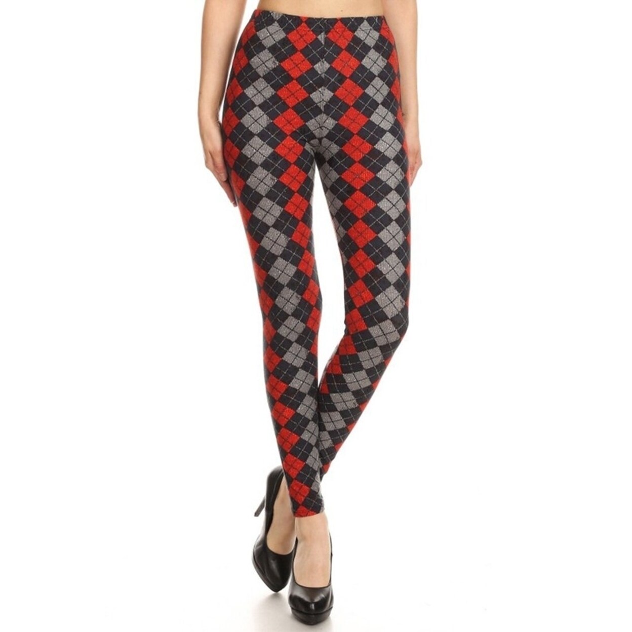 Large Girls Fashion Tights Grey Argyle Design