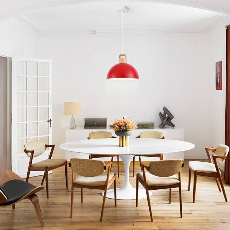 1-Light Rustic Hanging Pendant Light with Metal Shaded for Kitchen Island