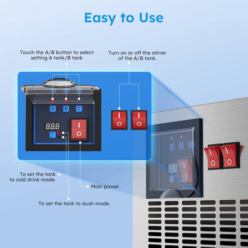 Commercial Slushy Machine, 3L/6L/12L/24L/36L, Self-Cleaning, for Margaritas, Alcoholic Beverages, Smoothies, and Soft Ice Cream
