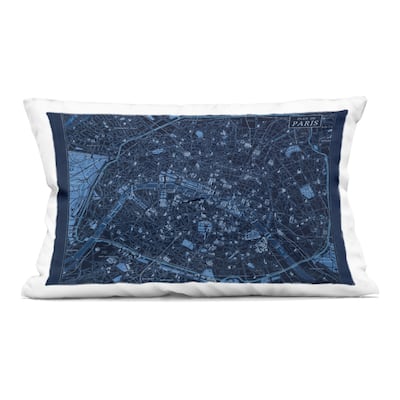 Stupell Blue Detailed Paris Map Decorative Printed Throw Pillow Design by Phillipa Katz