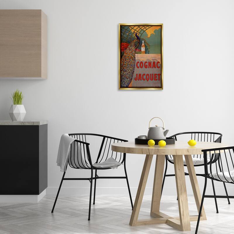 Stupell Vintage Cognac & Peacock Framed Floater Canvas Wall Art Design By Marcus Jules