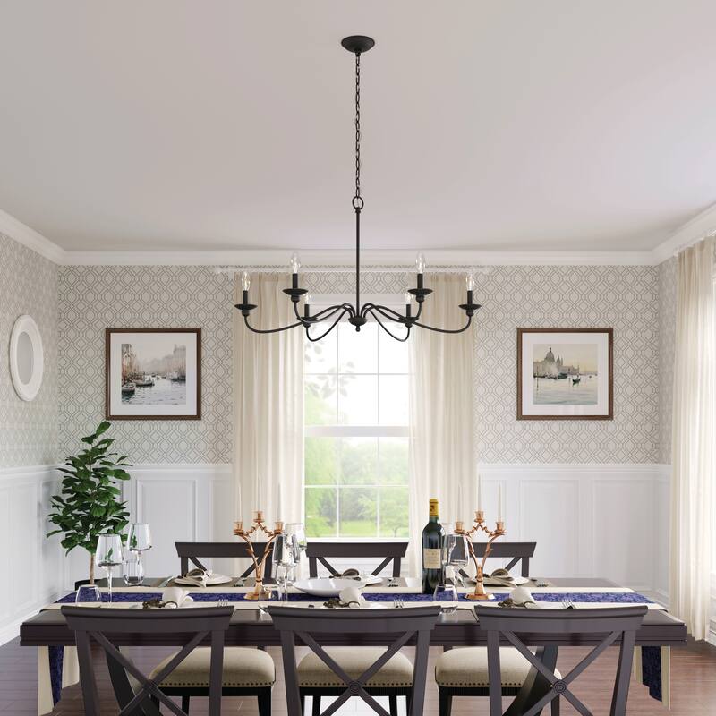 Millennium Lighting Delvona 6 Light Chandelier in Modern Gold or Matte Black