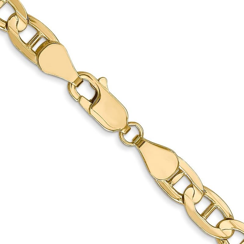 Curata 14k Yellow Gold 5.25mm Concave Mariner Anchor Chain Bracelet