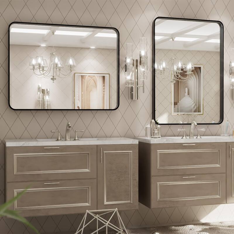 24x32 Inch Black Aluminium Frame Bathroom Mirror