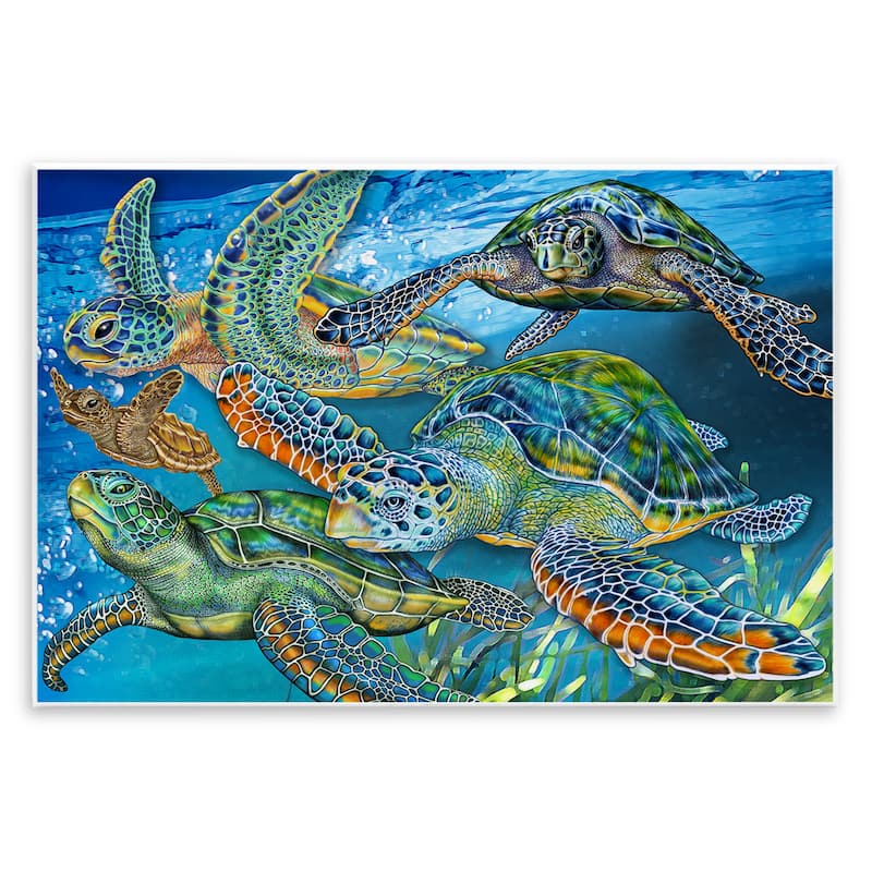Stupell Tortoise Family Underwater Swim Wall Plaque Art Design By Tim Jeffs - 19 x 13