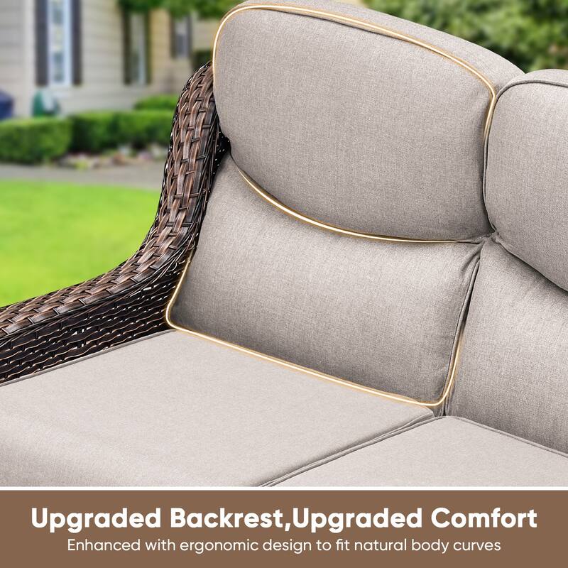 Pocassy Outdoor Fire Pit Sofa Swivel Chairs Conversation Set