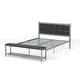 preview thumbnail 10 of 11, Porch & Den Sexton Modern Steel Faux Leather Button Tufted Kid Platform Bed with Bench Black - Full