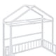 preview thumbnail 11 of 14, White Full Size Wooden Floor Bed with Fence and Detachable Headboard for Kids