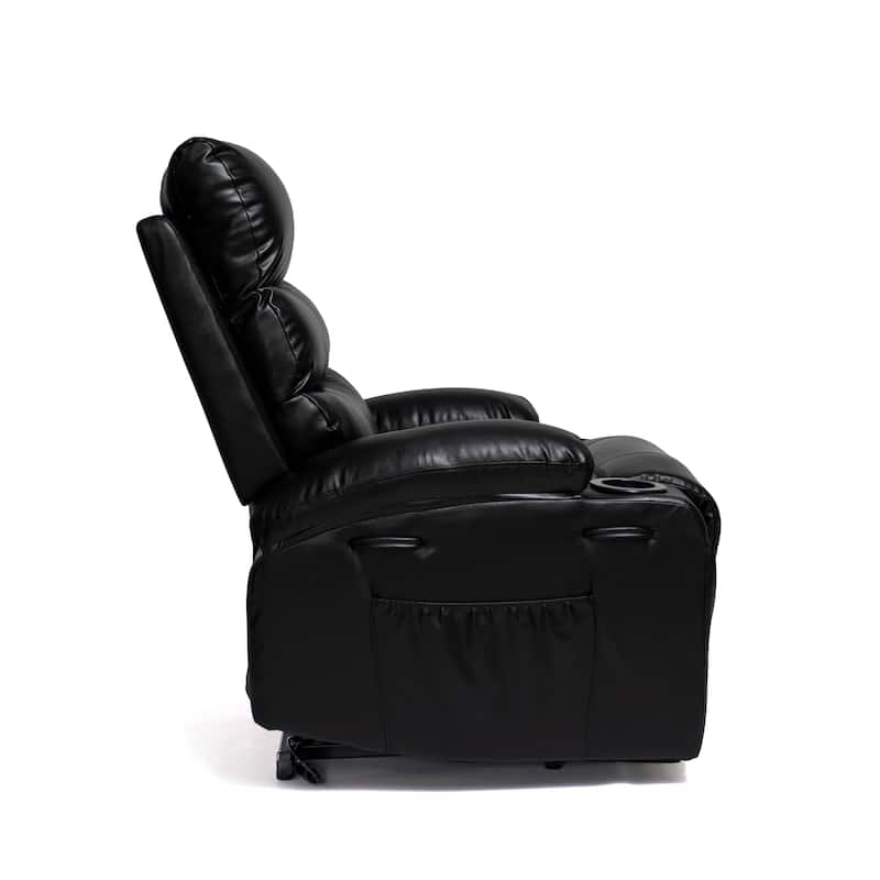 21"W Large Size Electric Power Lift Recliner,8 Point Vibration Massage And Lumber Heat,Remote Control,Side Pockets,Cup Holders