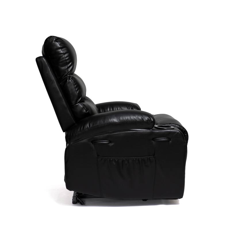 21 inch Seat Width Large Electric Power Lift Recliner for Elderly 8 Point Massage Lumbar Heat Remote Side Pockets Cup Holders