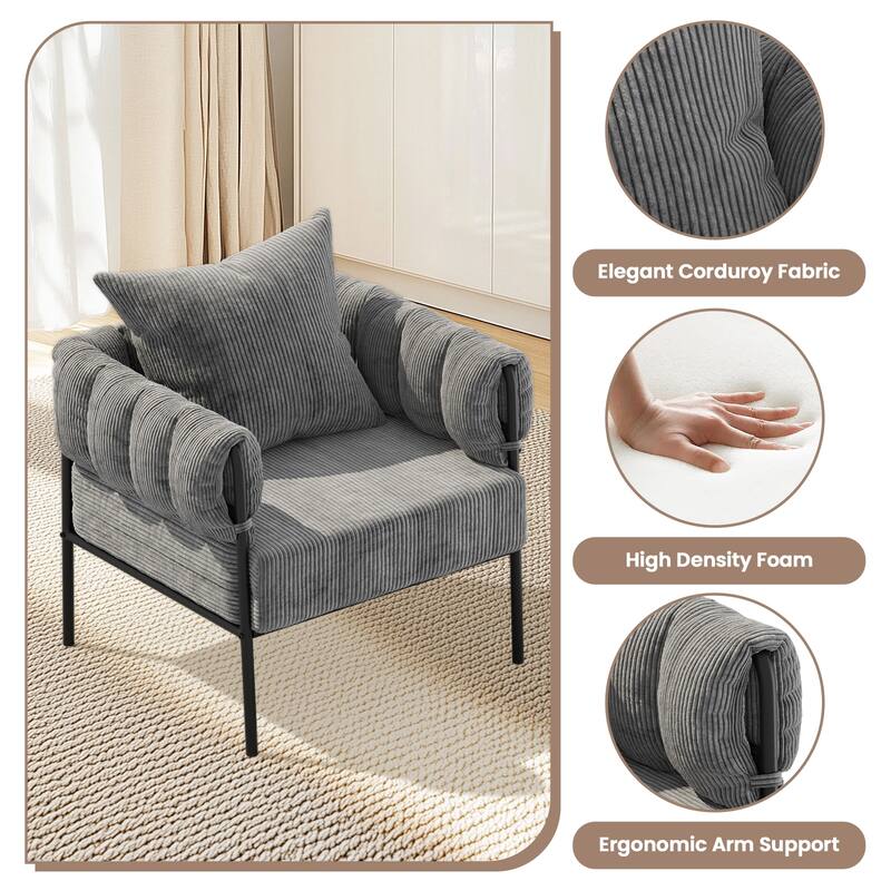 Accent Chair with Pillow, Modern Living Room Chairs