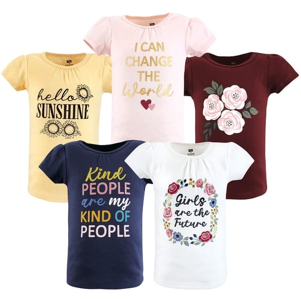slide 1 of 1, Hudson Baby Girl Short Sleeve T-Shirts, Girls World 12-18 Months - Girls World
