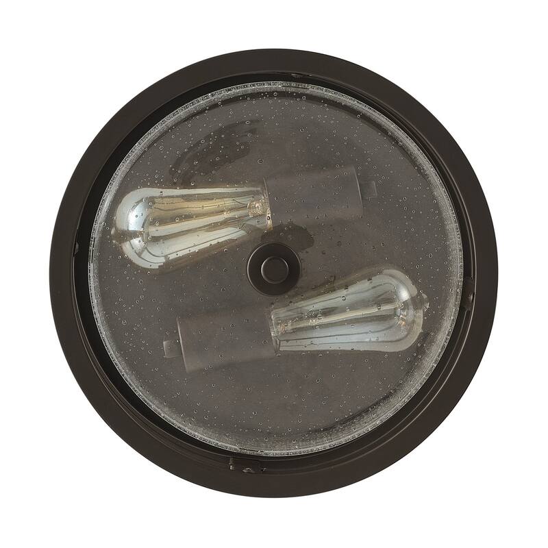 Oil Rubbed Bronze 2-Light Flush Mount Ceiling Lamp with Clear Glass Design
