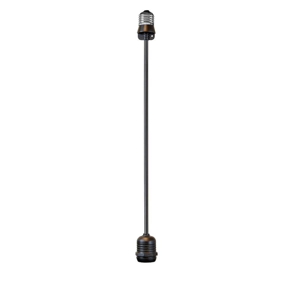 Novelty Lights E26 Medium Base Socket Extender, 12" Drop, Black Wire