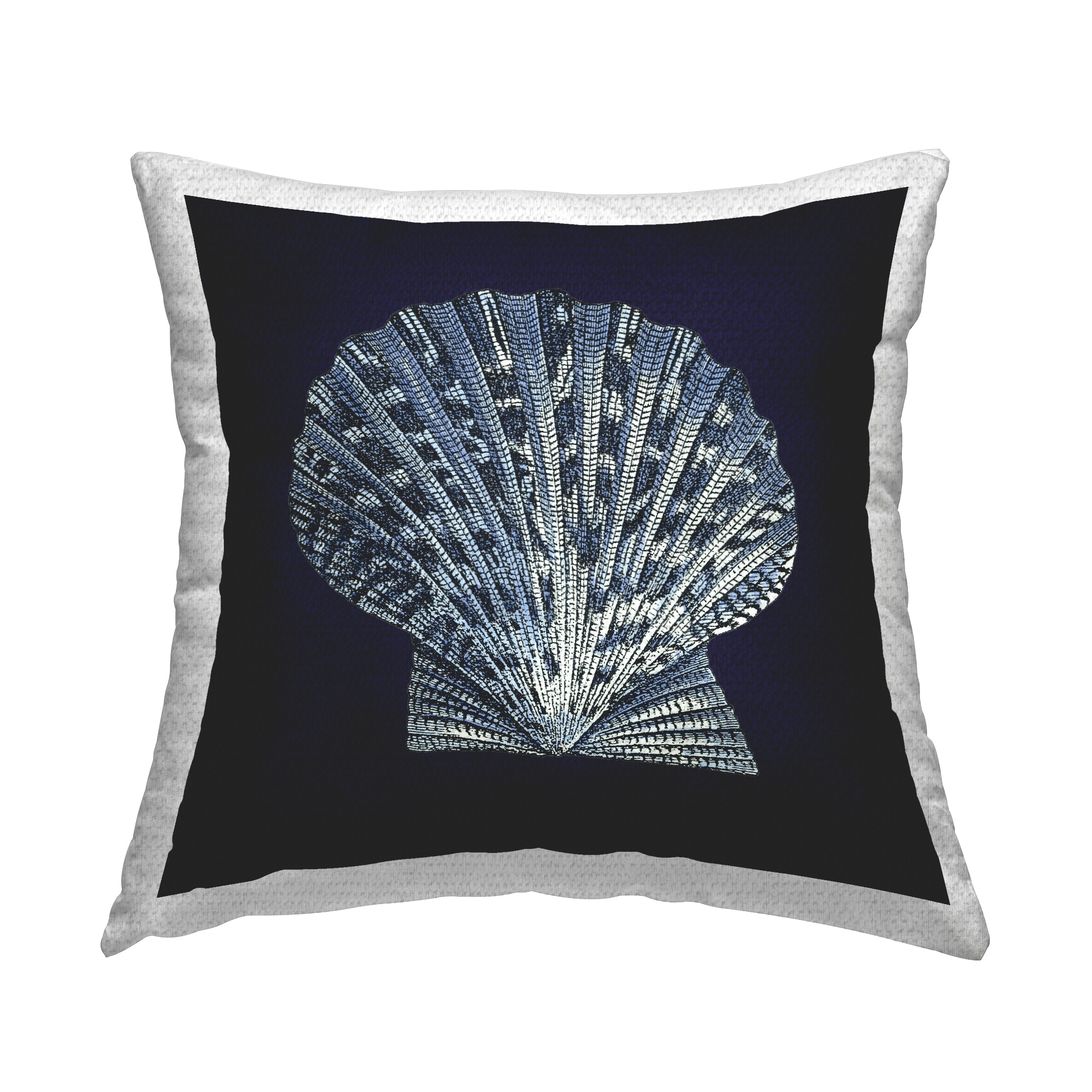 Stupell Distressed Navy and White Scallop Shell Printed Outdoor Throw Pillow Design by Vision Studio