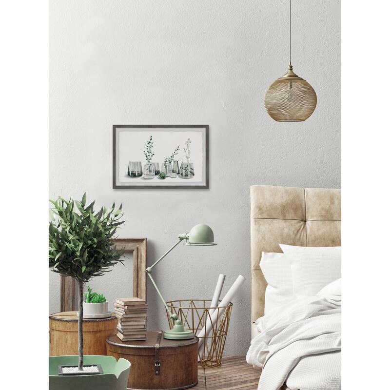Fresh Indoor Greenery Framed Wall Art, Elegant Home Touch - Sophisticated Artwork for Refined Décor