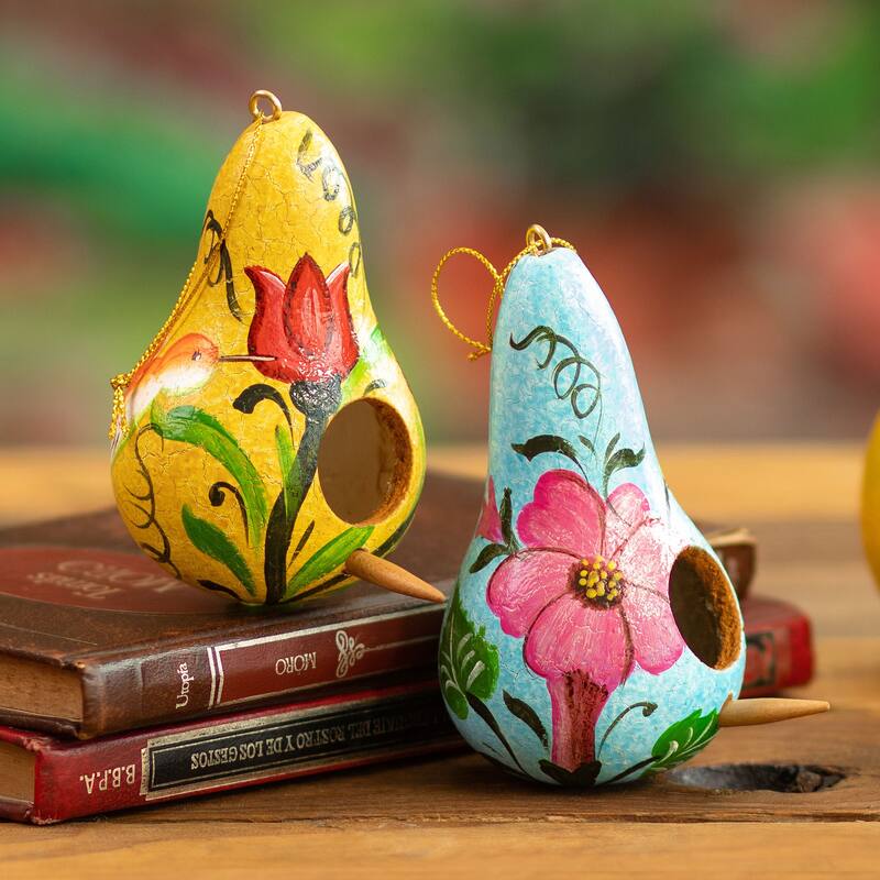 Novica Handmade Summer Homes Dried Gourd Ornaments (Set Of 2)