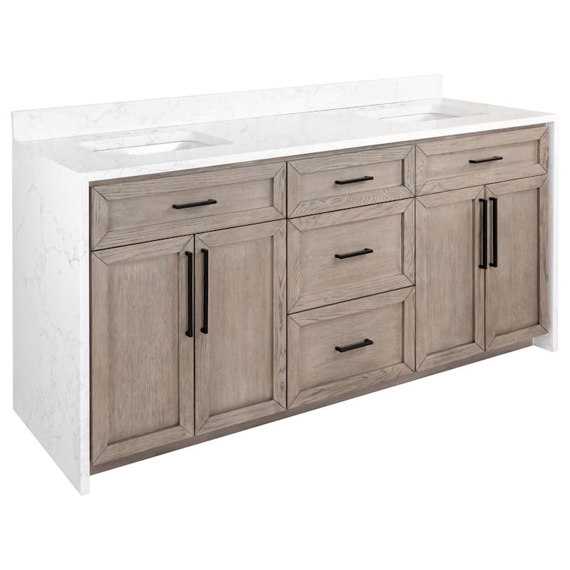 KitchenBathCollection Palisade 72" Double Waterfall Vanity with Engineered Marble Top