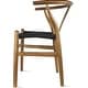 preview thumbnail 21 of 47, Woven Wood Armchair with Arms Open Y Back Mid Century Modern Office Dining Chairs Black Seat Kitchen Bedroom Organic Rattan