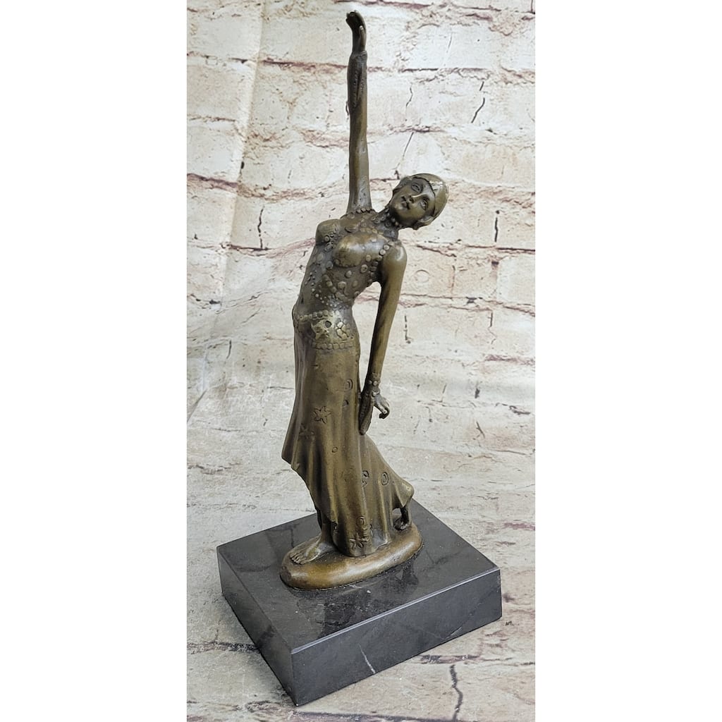 Demetre Chiparus Bronze Russian Dancer Art Deco Lost Wax Casting On Marble Base