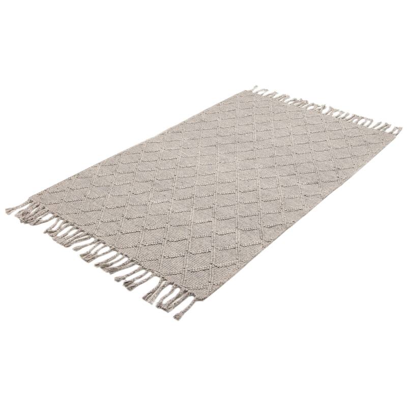 ECARPETGALLERY Braid weave Sienna Grey Wool Rug - 5'1 x 8'3