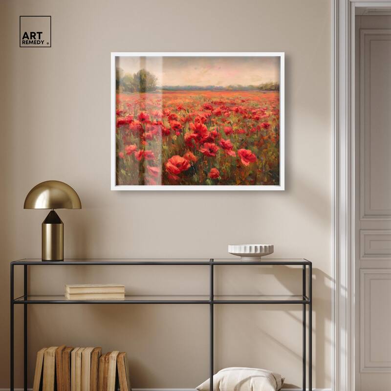 Sea of Red Poppies II Shadowbox by Art Remedy