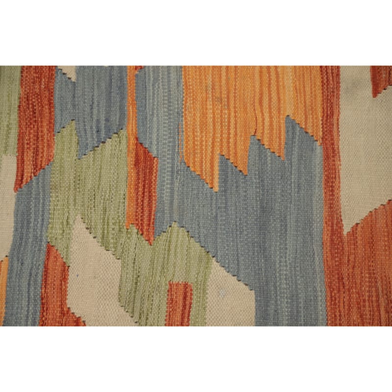 Hand Woven Oriental 100% Wool Carpet Southwestern Geometric Oranges & Rust Kilim Area Rug - 9' 9'' X 6' 6''