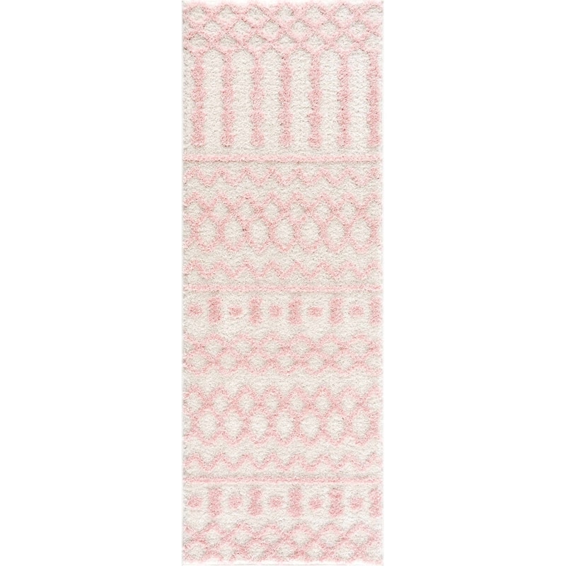 Tilos Moroccan Trellis Farmhouse Shag Area Rug