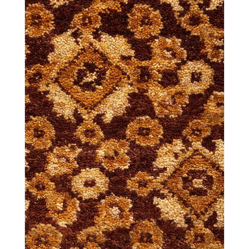 Overton Hand Knotted Wool Contemporary Oriental Brown Area Rug - 9' x 12'