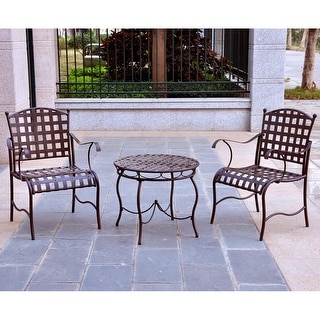 International Caravan Set of 3 Santa Fe Iron Nailhead Bistro Set