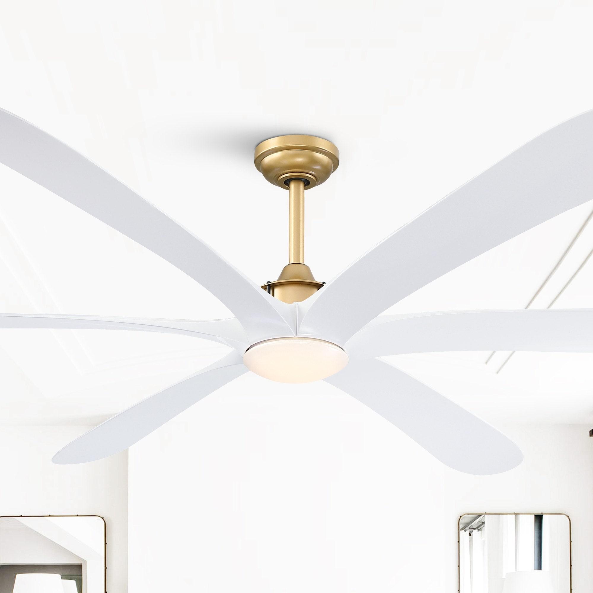 72-inch Gold 6-Blade Modern Large DC Motor Ceiling Fan with Light and Remote