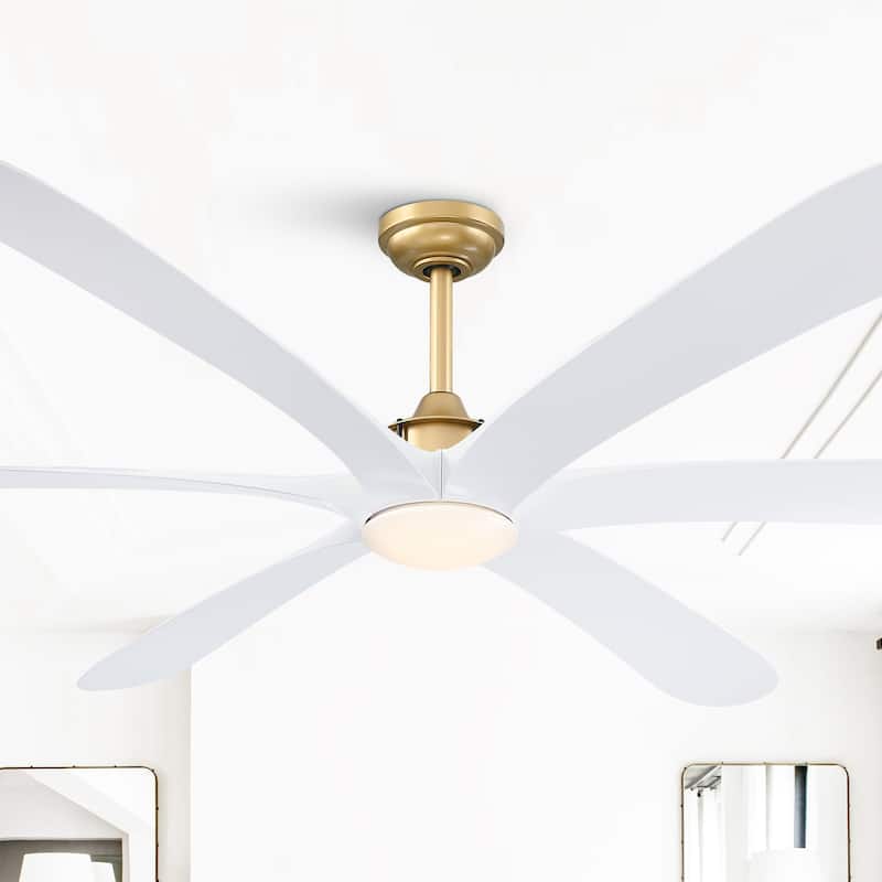 72-inch White 6-Blade DC Motor Gold Ceiling Fan with Light and Remote