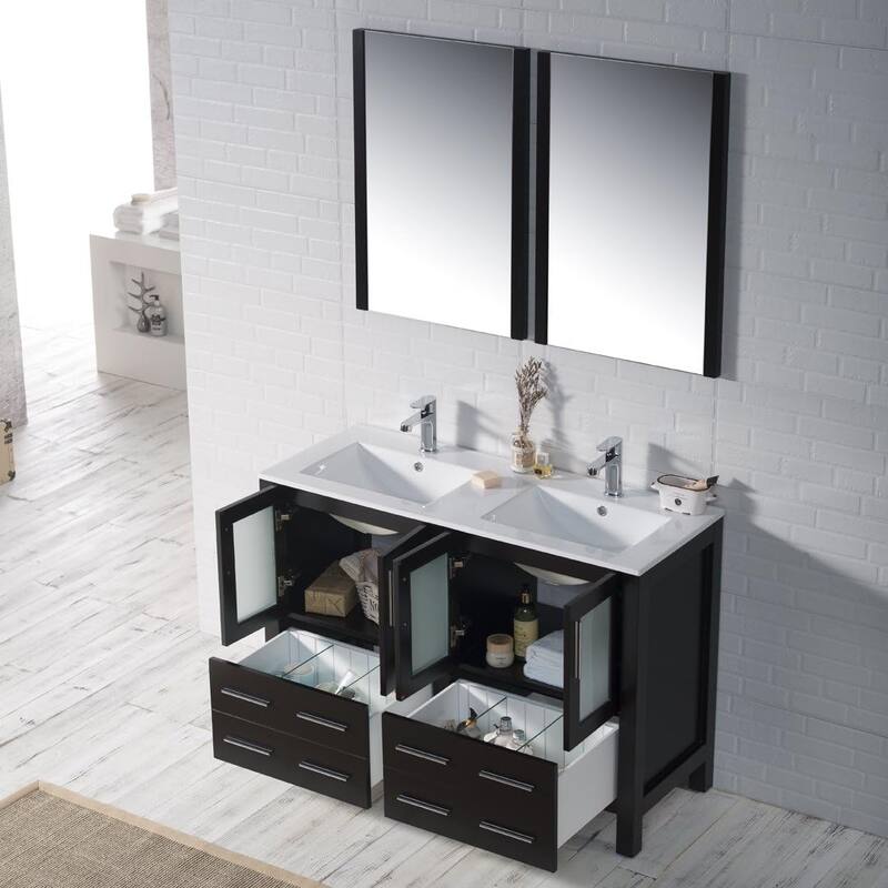 Blossom 48" Double Sink Bathroom Vanity with Ceramic Tops & Mirrors