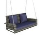 preview thumbnail 24 of 46, 2-Person Wicker Hanging Porch Swing with Chains,Cushion,Pillow, Rattan Swing Bench