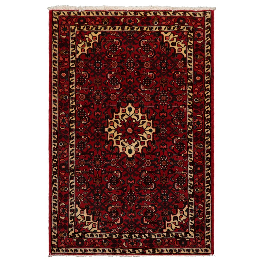 3'6''x5'3'' Hand Knotted Wool Red Abadeh Traditional Oriental Area Rug - 3' 6'' x 5' 3''