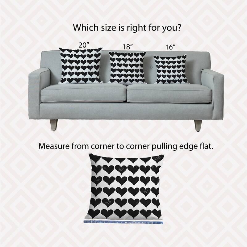 XOXO Colored Hearts Valentine's Day Decorative Indoor Pillow