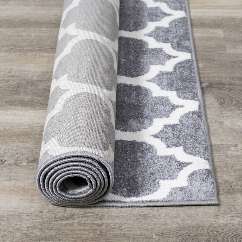 Covington Collection - Grey/Cream Ogee Pattern Rug
