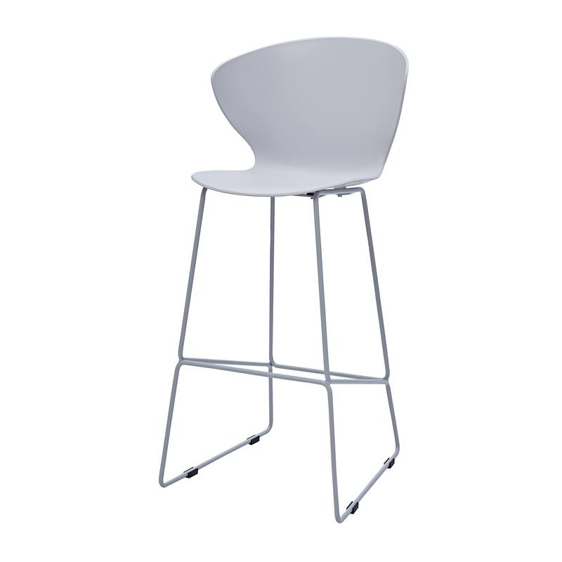 HomeRoots Set of Two 30" Gray Heavy Duty Plastic and Metal Low Back Bar Height Bar Chairs