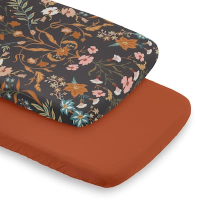 Sweet Jojo Designs Boho Wildflower Vintage Floral Girl 2 Pack Baby Bassinet Fitted Sheets Bohemian Farmhouse Cottagecore Garden