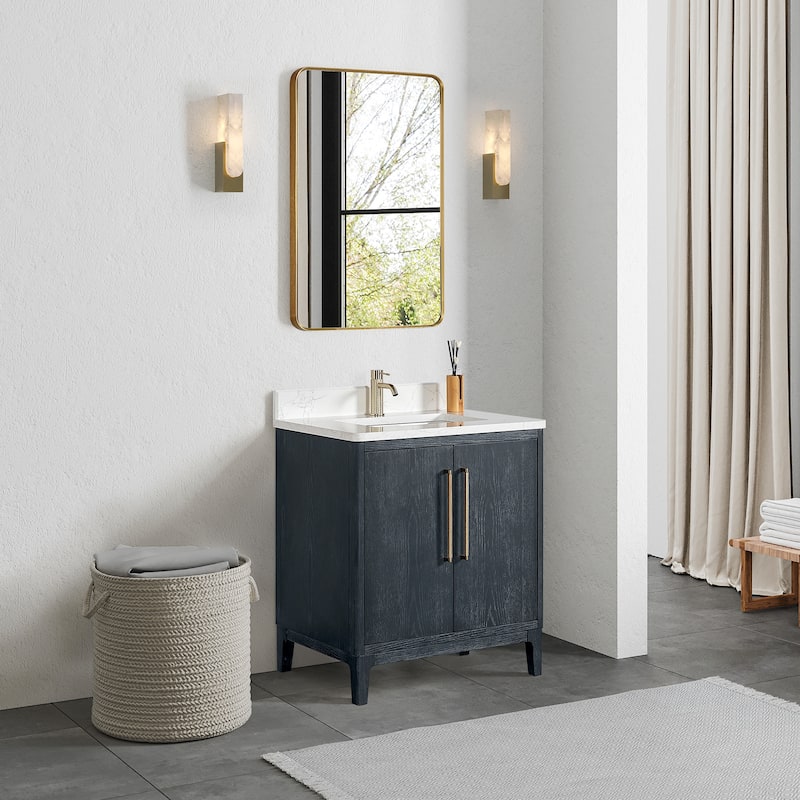 Gara Single Bath Vanity with Composite Stone Top without Mirror
