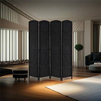 6' Tall Wicker Weave 4 Panel Room Divider Privacy Screen