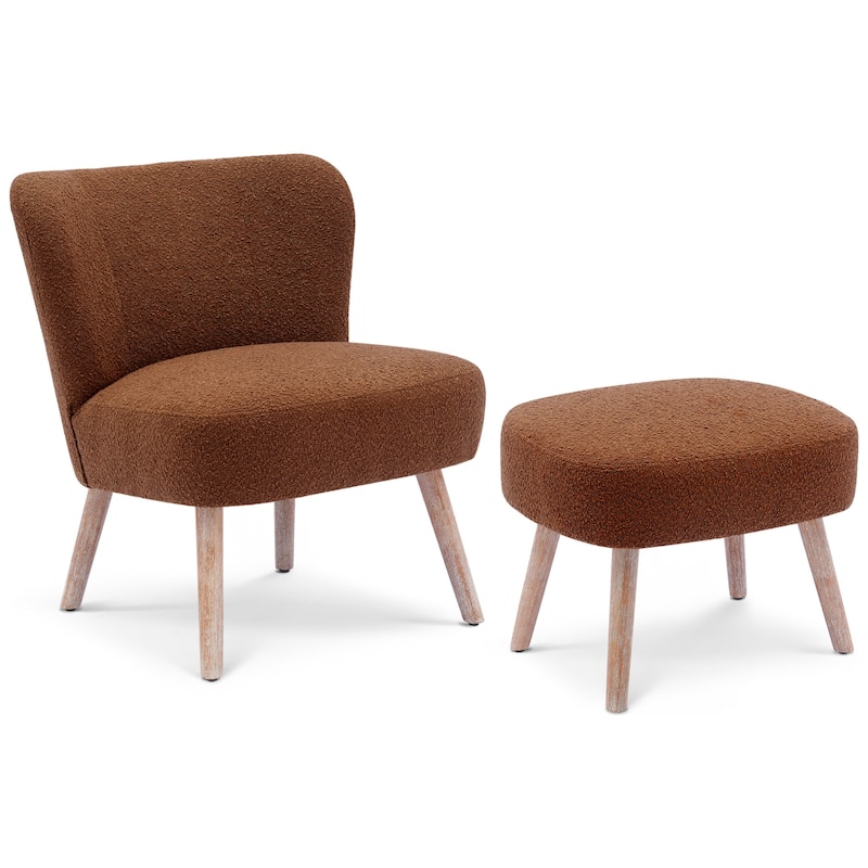Boucle Polyester Upholstered Living Room Set - Stain Resistant (2-Piece Set)