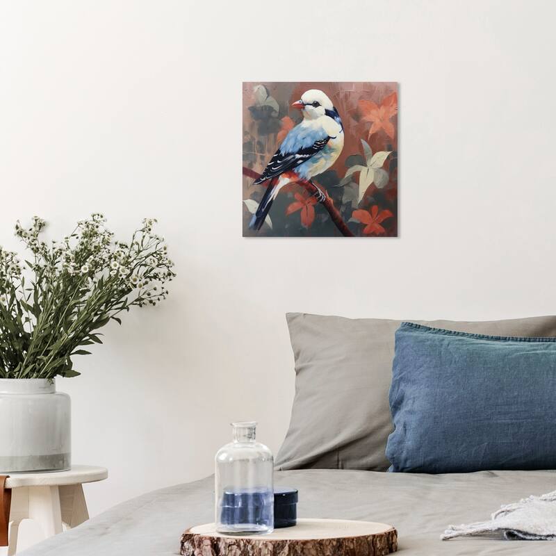 Wynwood Studio Canvas Animals Early Bird II Blue and Copper Rustic Wall Art Canvas Print - 12 x 12