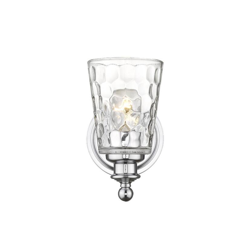 Transitional Hardwired Wall Light with Clear Glass Shade and LED Compatible Damp Rated Fixture - 8.5" H x 5" W x 6.75" D