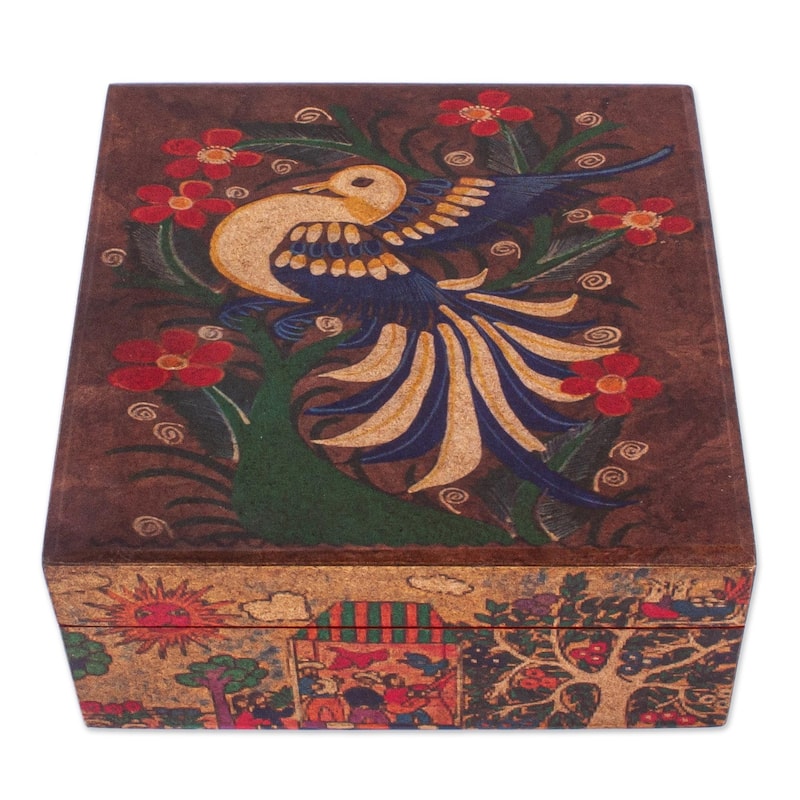 Novica Handmade Folk Art Dove Decoupage Wood Jewelry Box