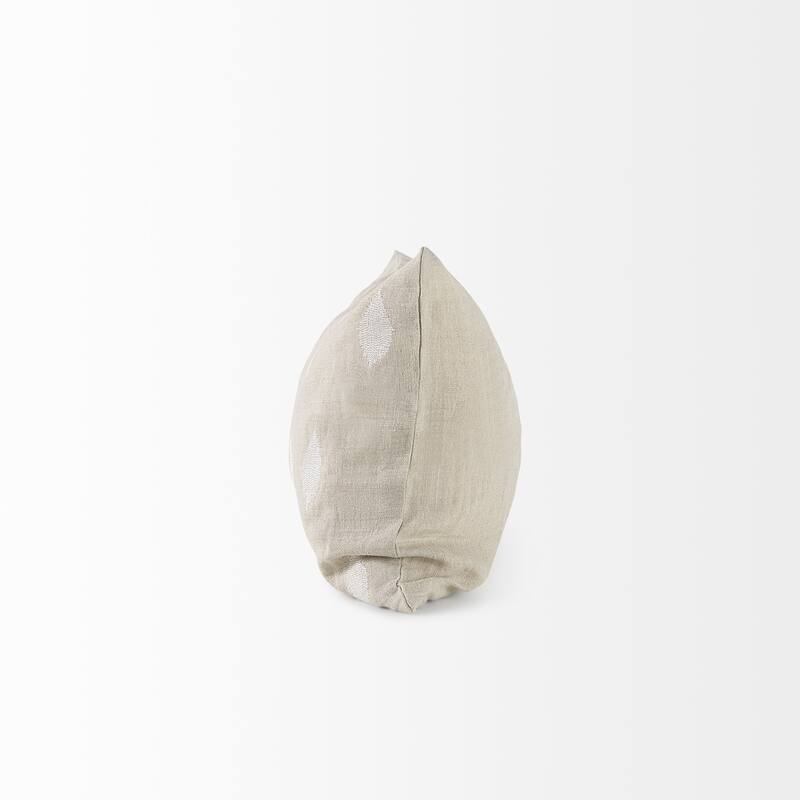 HomeRoots Beige And White Leaf Pattern Lumbar Pillow Cover