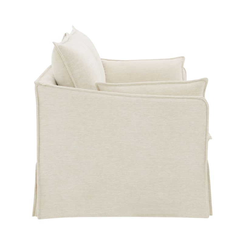 Beige Linen Loveseat W/2 Pillows